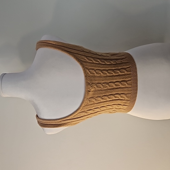 Fashion Nova Brown Cropped Knit Pattern Top Size Medium - Picture 7 of 9